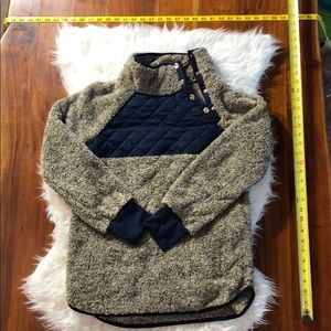 Navy & Green Fuzzy Pullover Size S